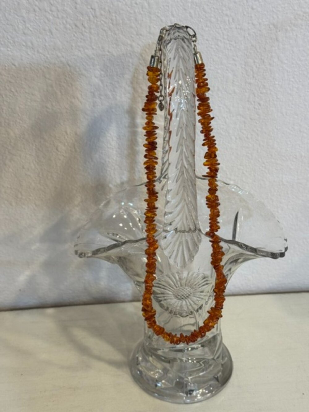Vintage Baltic Amber chip necklace with Sterling Silver Clasp